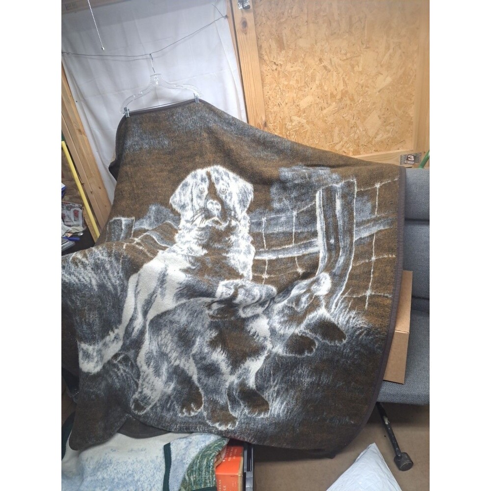 Vintage Biederlack Bermese Mountain Dog Reversible Blanket 59x74in